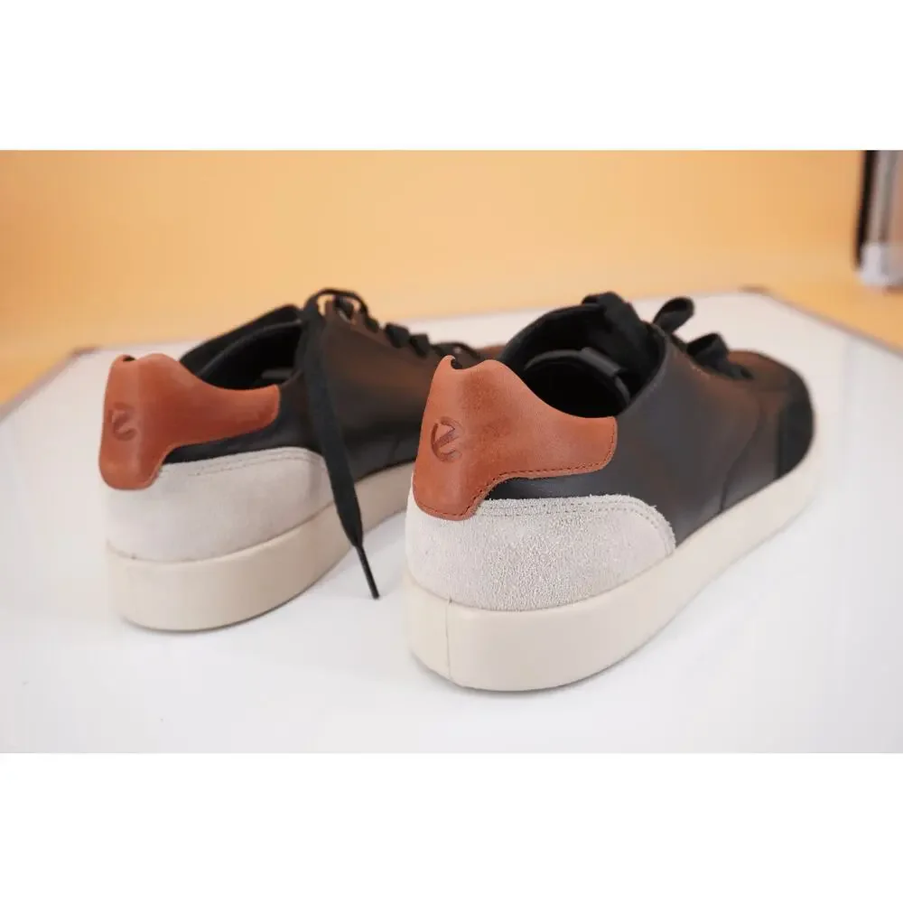 Ecco Womens Street Lite Luxe Leather Sneakers S Z 9 / 9.5 Black Brown Low Top